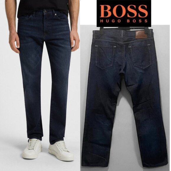 BOSS Maine Men's Dark Blue Jeans Regular Fit Size 35/31 - Picture 1 of 14